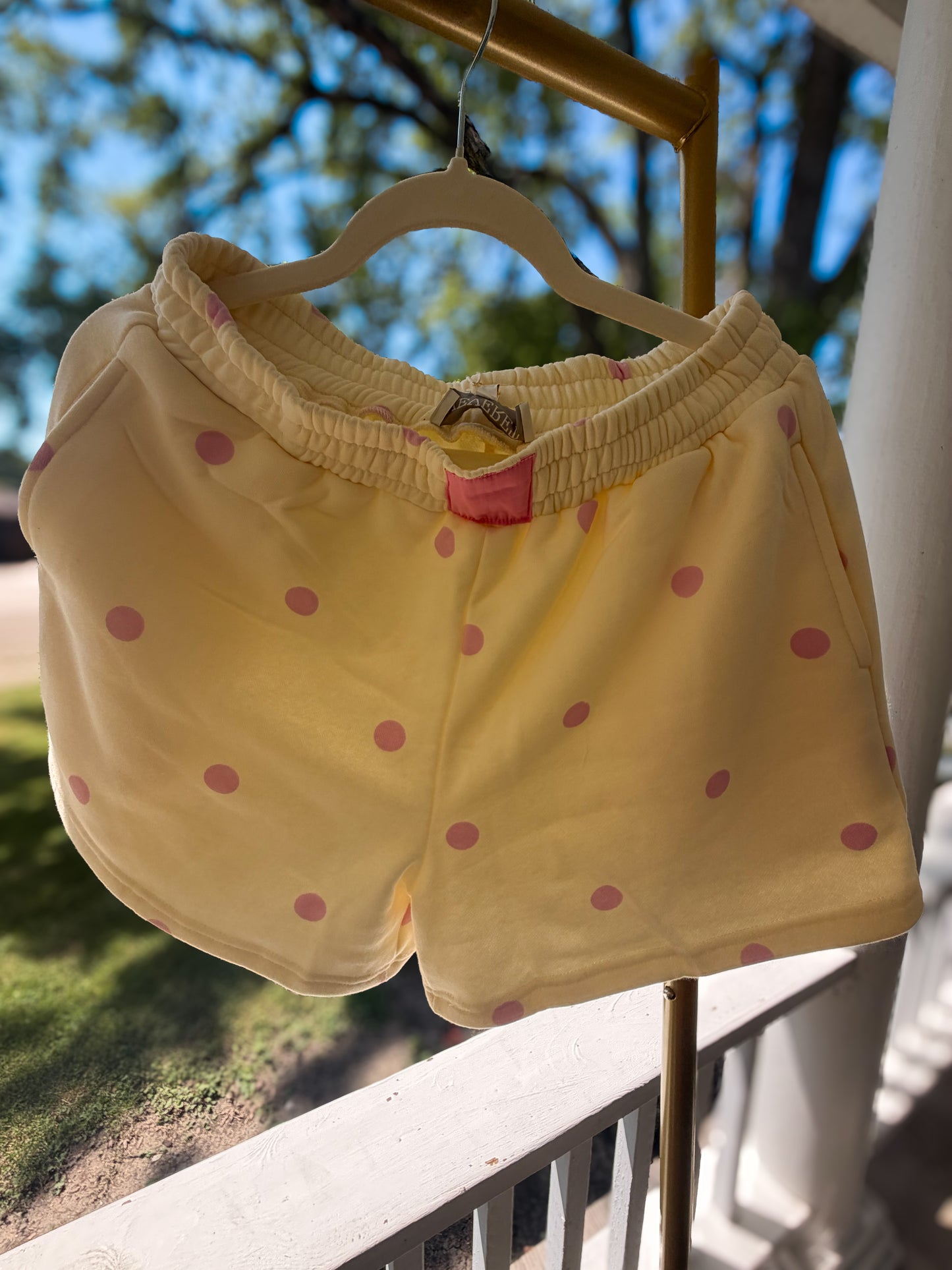 Butter Yellow Polka Dot Lounge Shorts