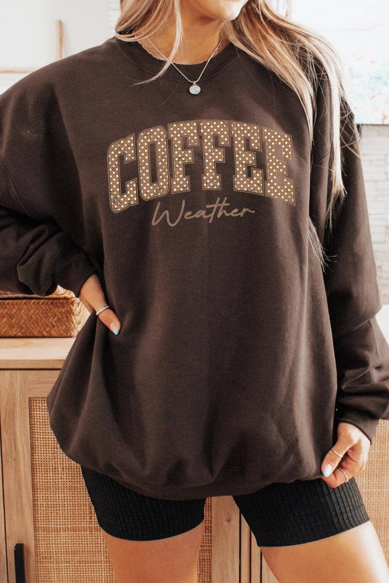 Polka Dot Coffee Weather Graphic Sweatshirt