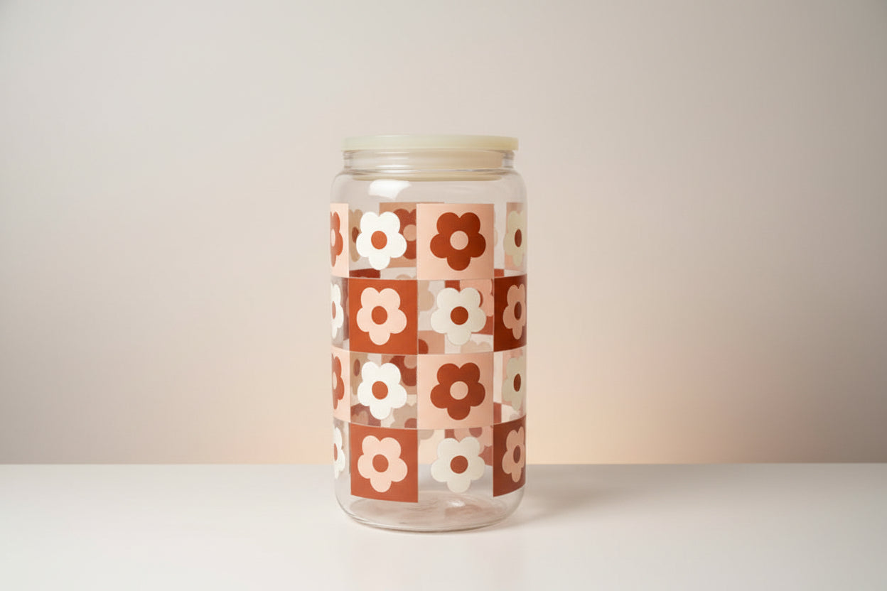 Brown Daisy Check 16oz Cup