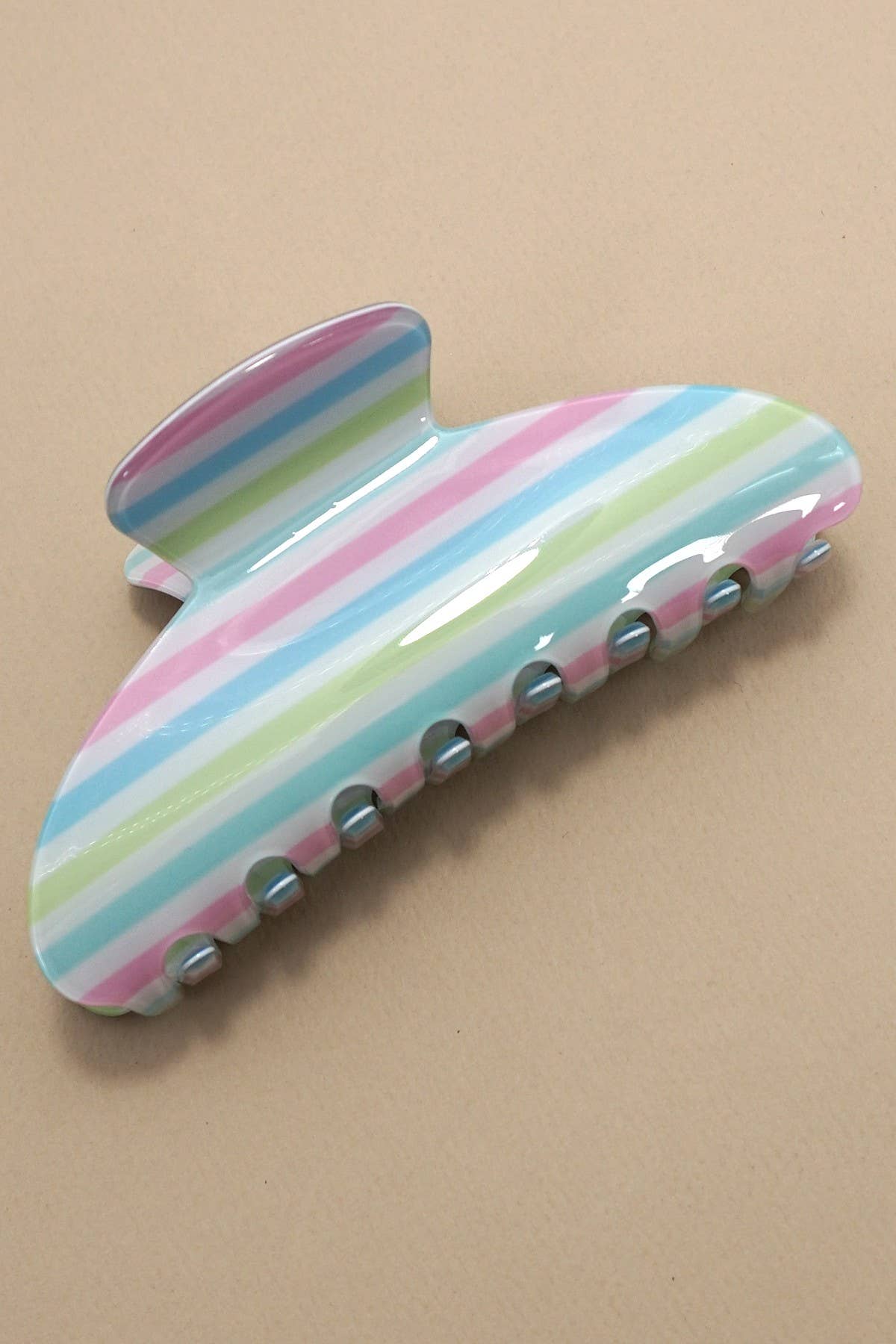 Multi Striped Oval Claw Clip