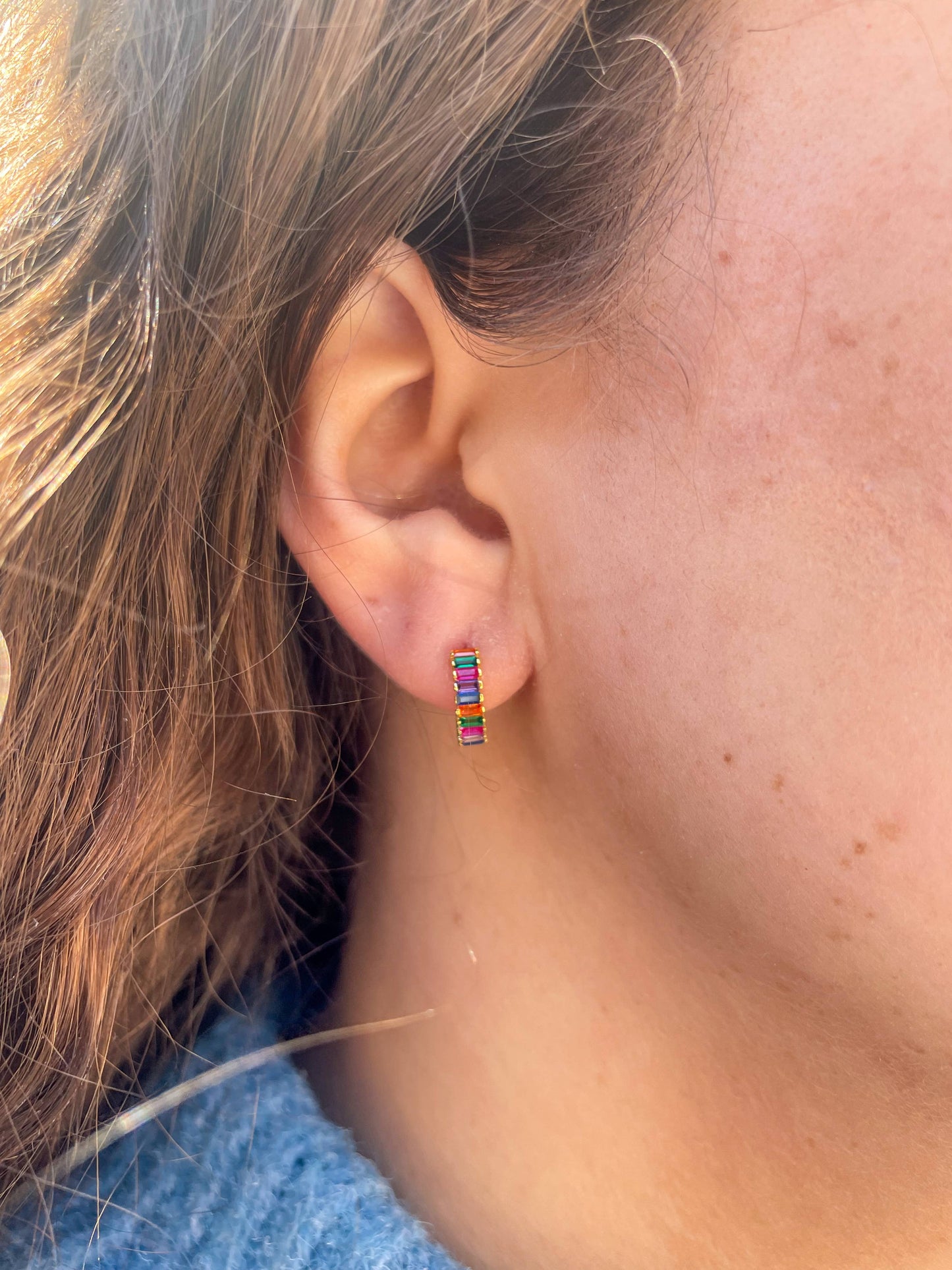 Rainbow Road Huggie Earring