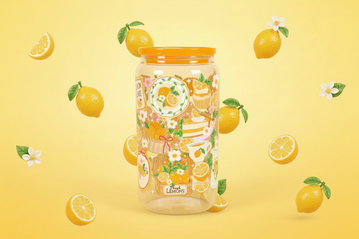 Fresh Lemons 16oz Glass Cup