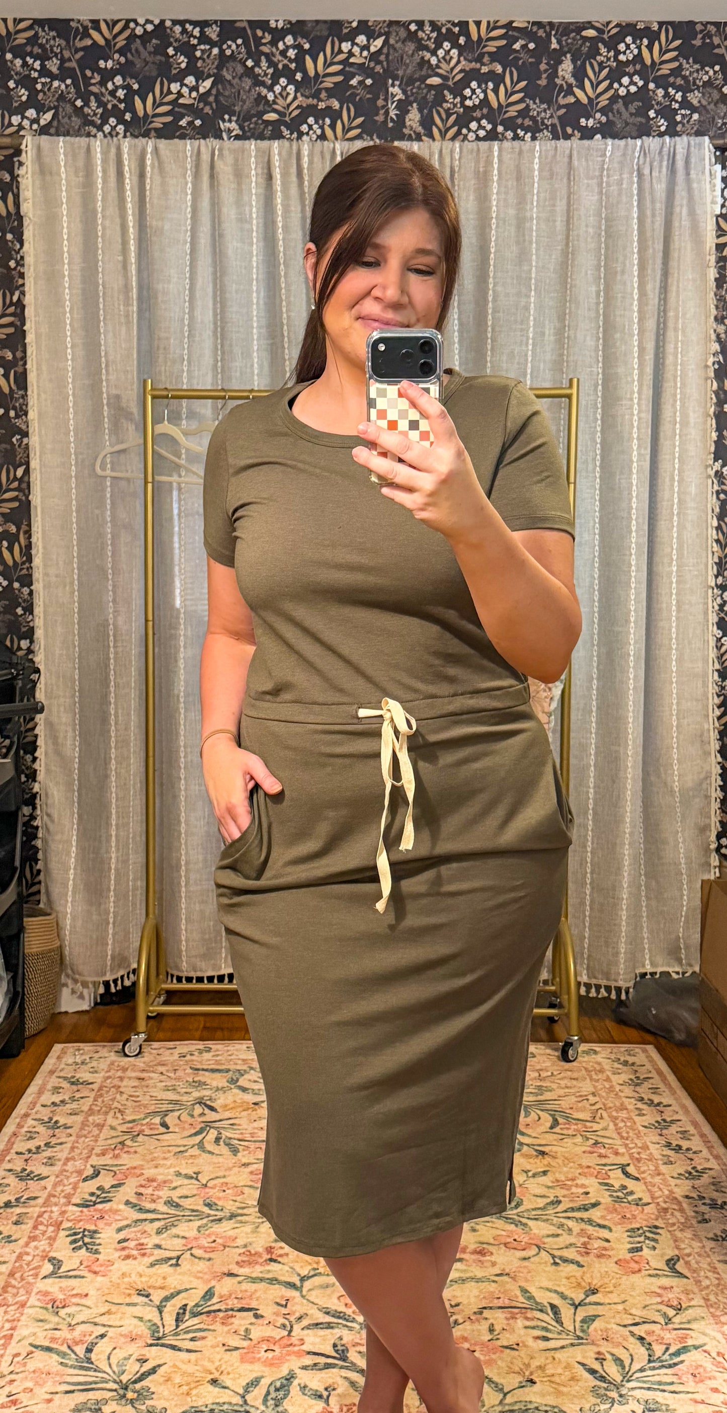 Drawstring Waist T-Shirt Dress