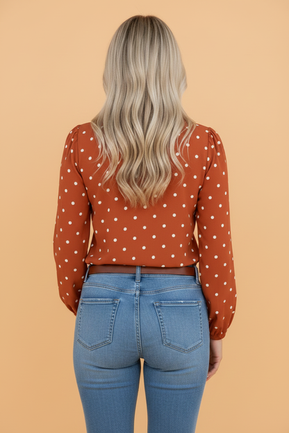 Patty Polka Dot Blouse-Rust