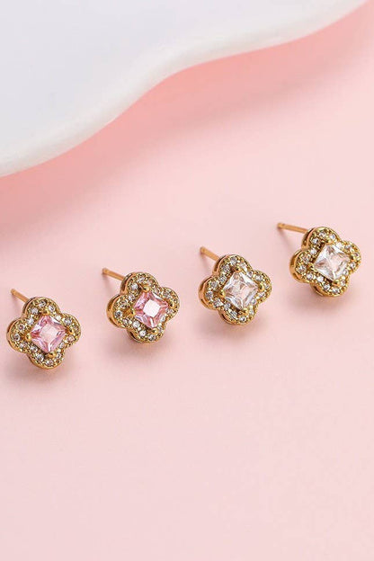 Clover Halo Stud Earrings