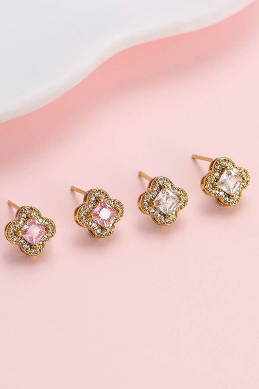 Clover Halo Stud Earrings