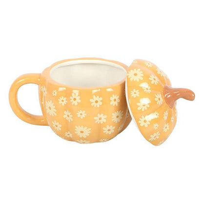 Floral Pumpkin Lidded Mug