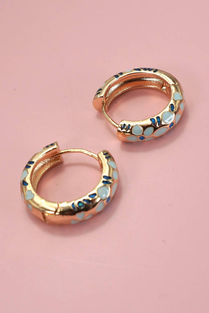 Blue Floral Enamel Earrings