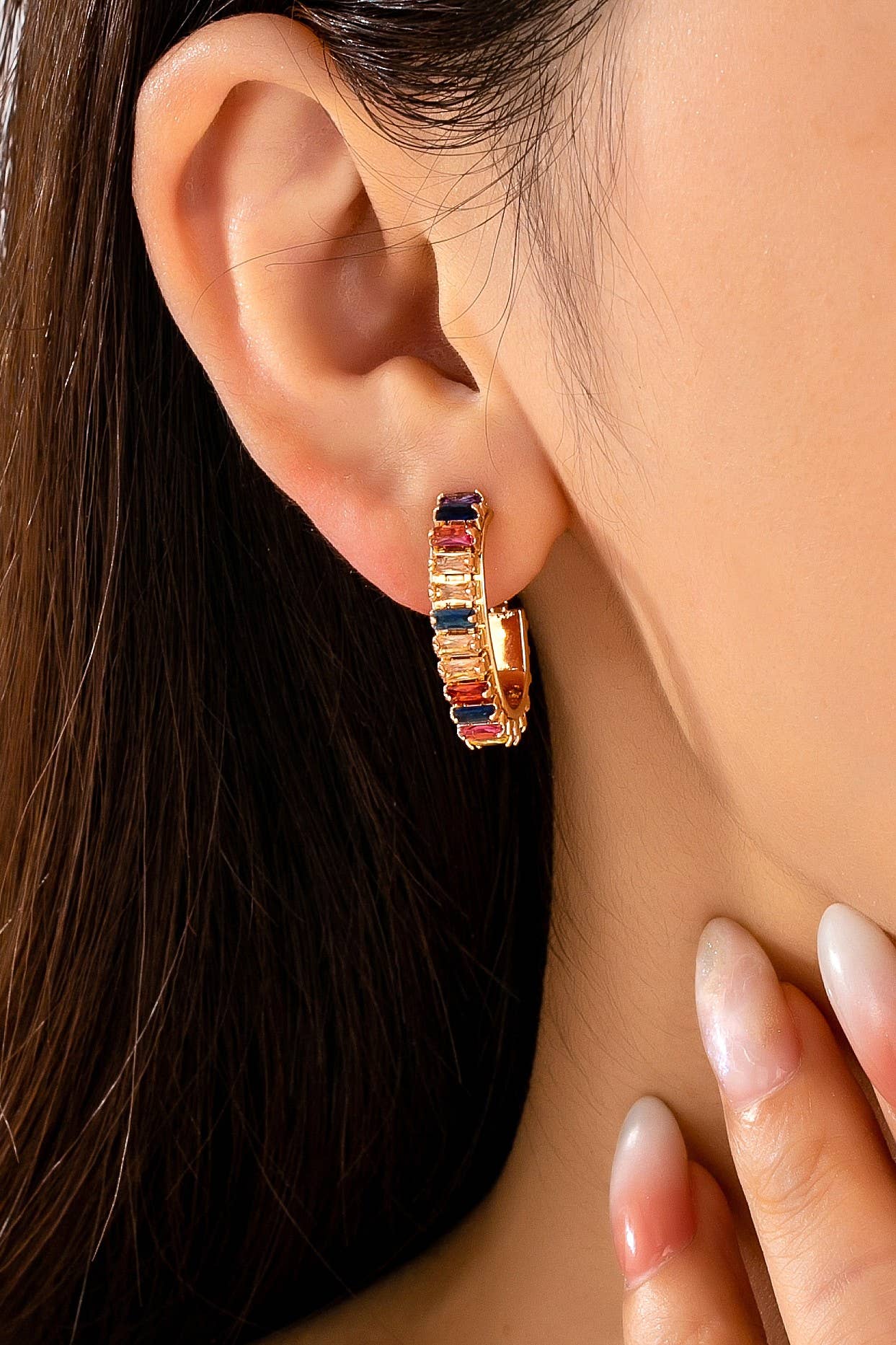 Multicolor Crystal Hoop Earrings