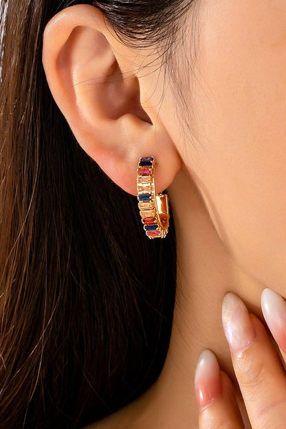 Multicolor Crystal Hoop Earrings