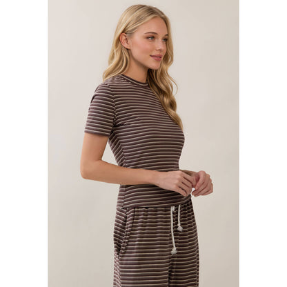 Everyday Ease Striped Lounge Set- Mocha