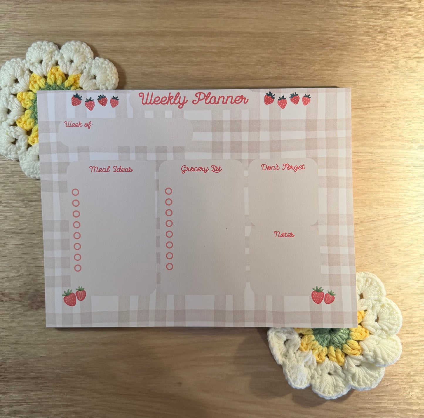 Strawberry Plaid Weekly Planner