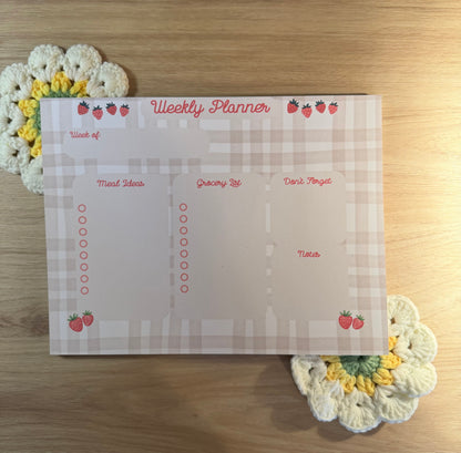 Strawberry Plaid Weekly Planner