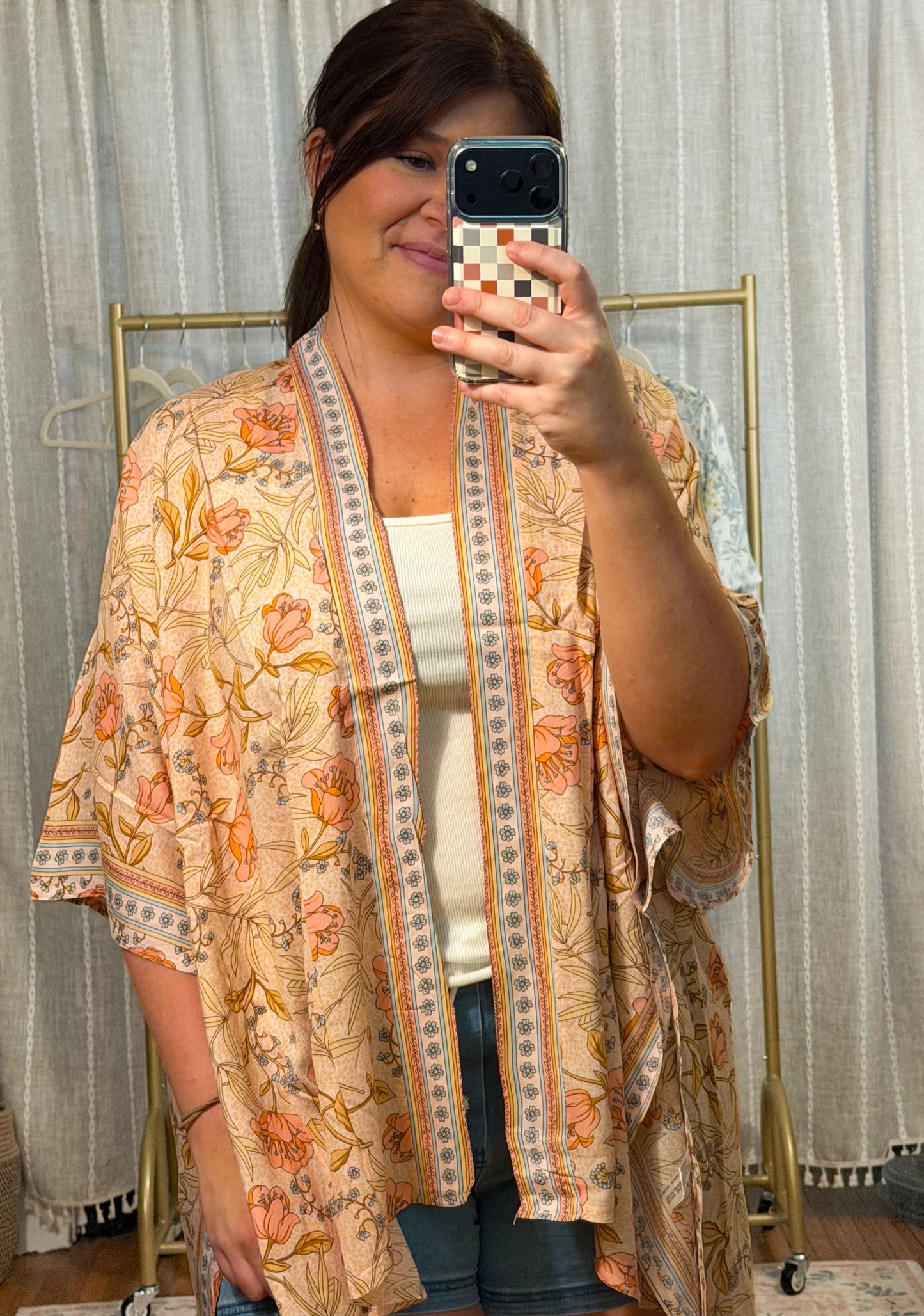 Blush Floral Boho Kimono