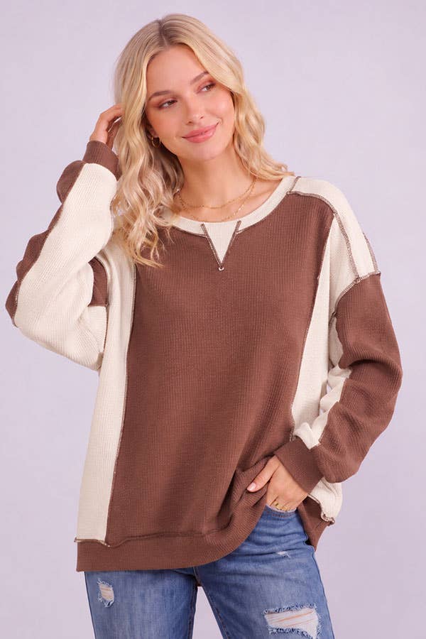 Olive Exposed Seam Sweatshirt