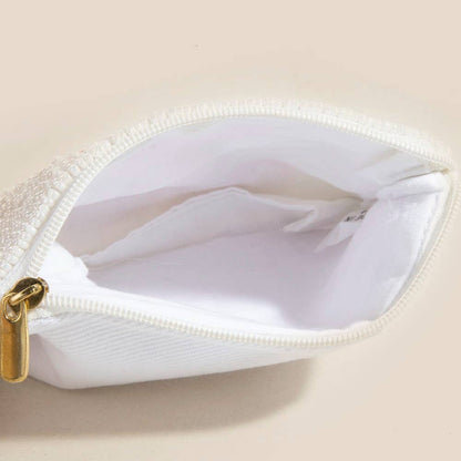 Cherry And Ribbon Bow Seed Beaded Coin Purse