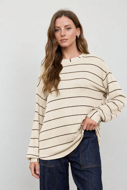 Poppy Cream Knit Striped Top