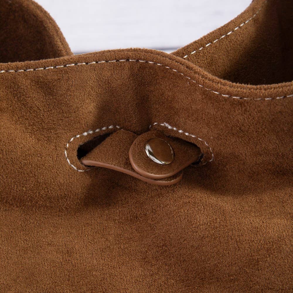 Belt Closure Vegan Leather Bucket Bag