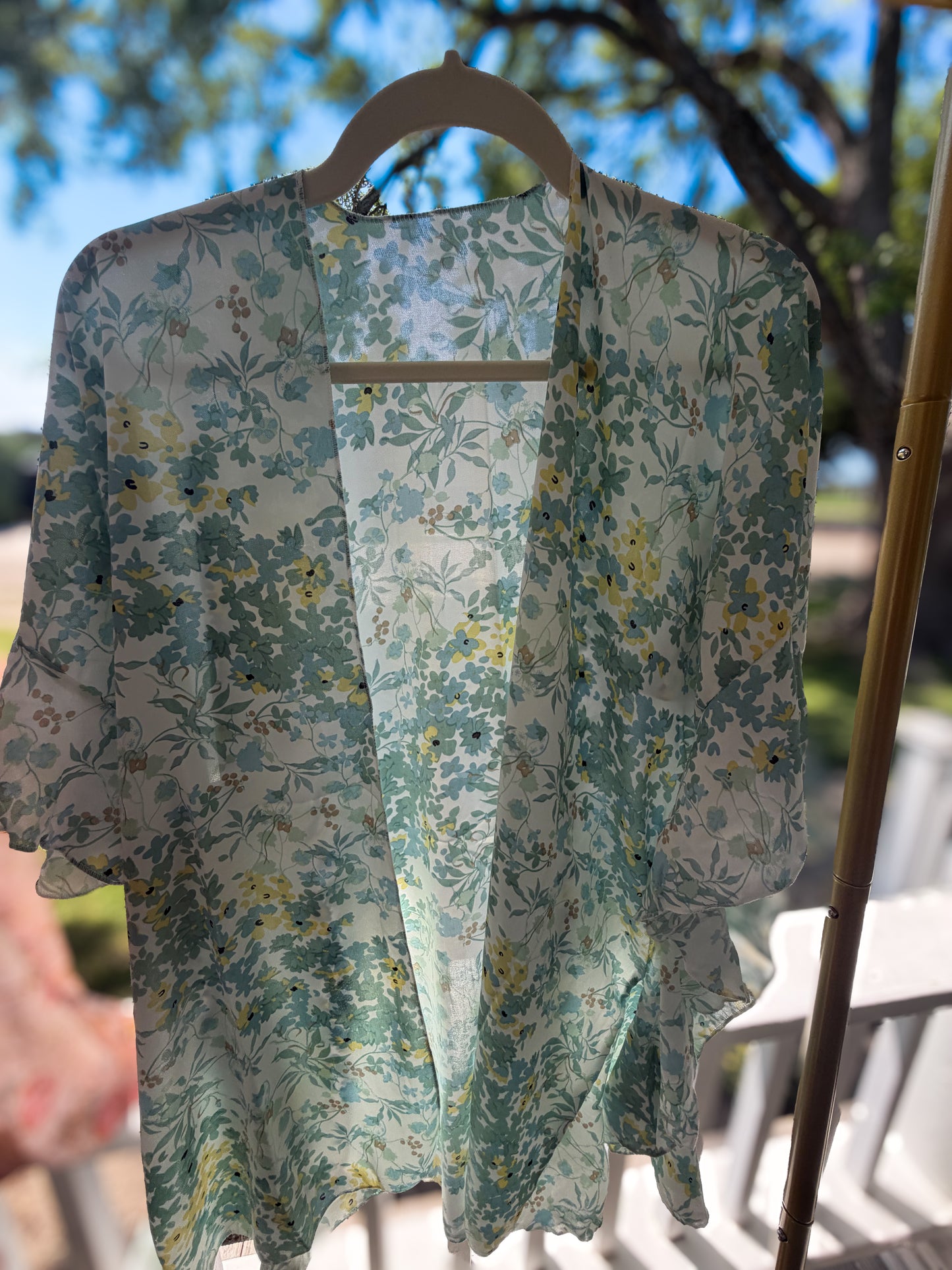 Sage Floral Print Kimono