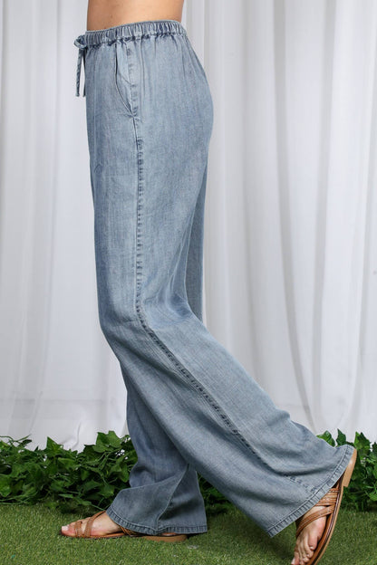 Wide Leg Chambray Pants