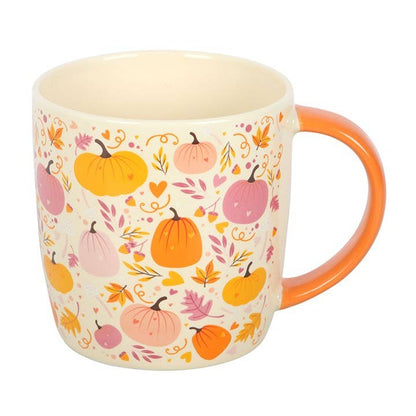 Pink and Orange Pumpkin Print Autumn Mug