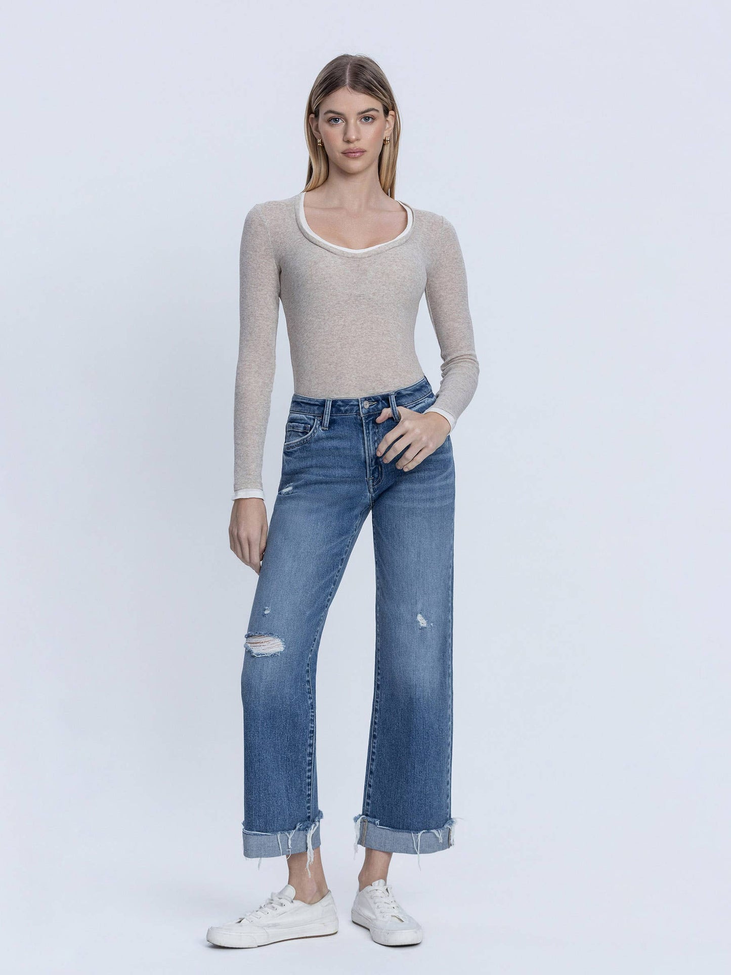 Day Trip Mid Rise Cuffed Denim- Vervet