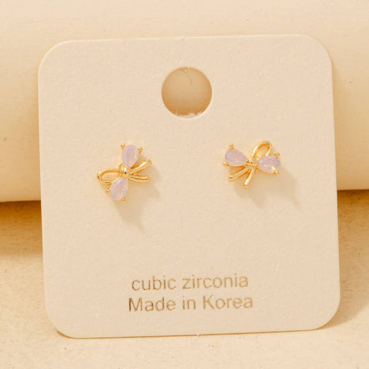 Gold Dipped Mini Bow Stud Earrings