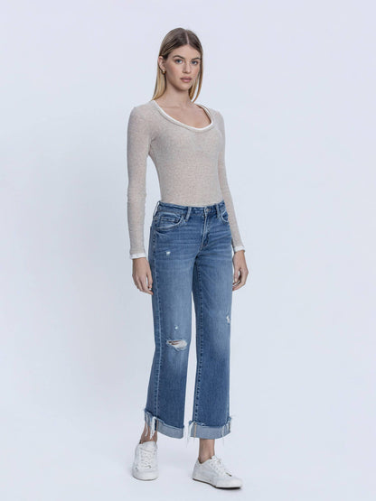 Day Trip Mid Rise Cuffed Denim- Vervet