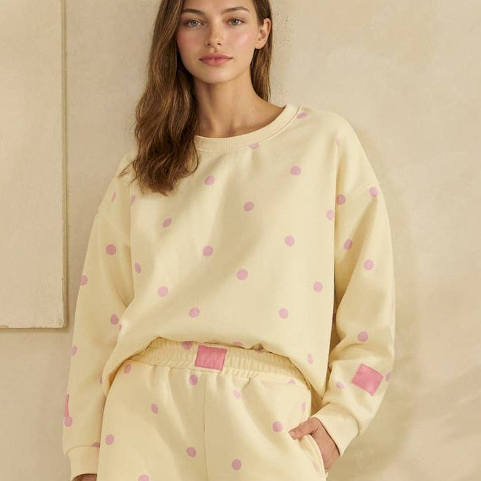 Butter Yellow Polka Dot Sweatshirt