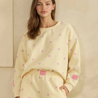 Butter Yellow Polka Dot Sweatshirt