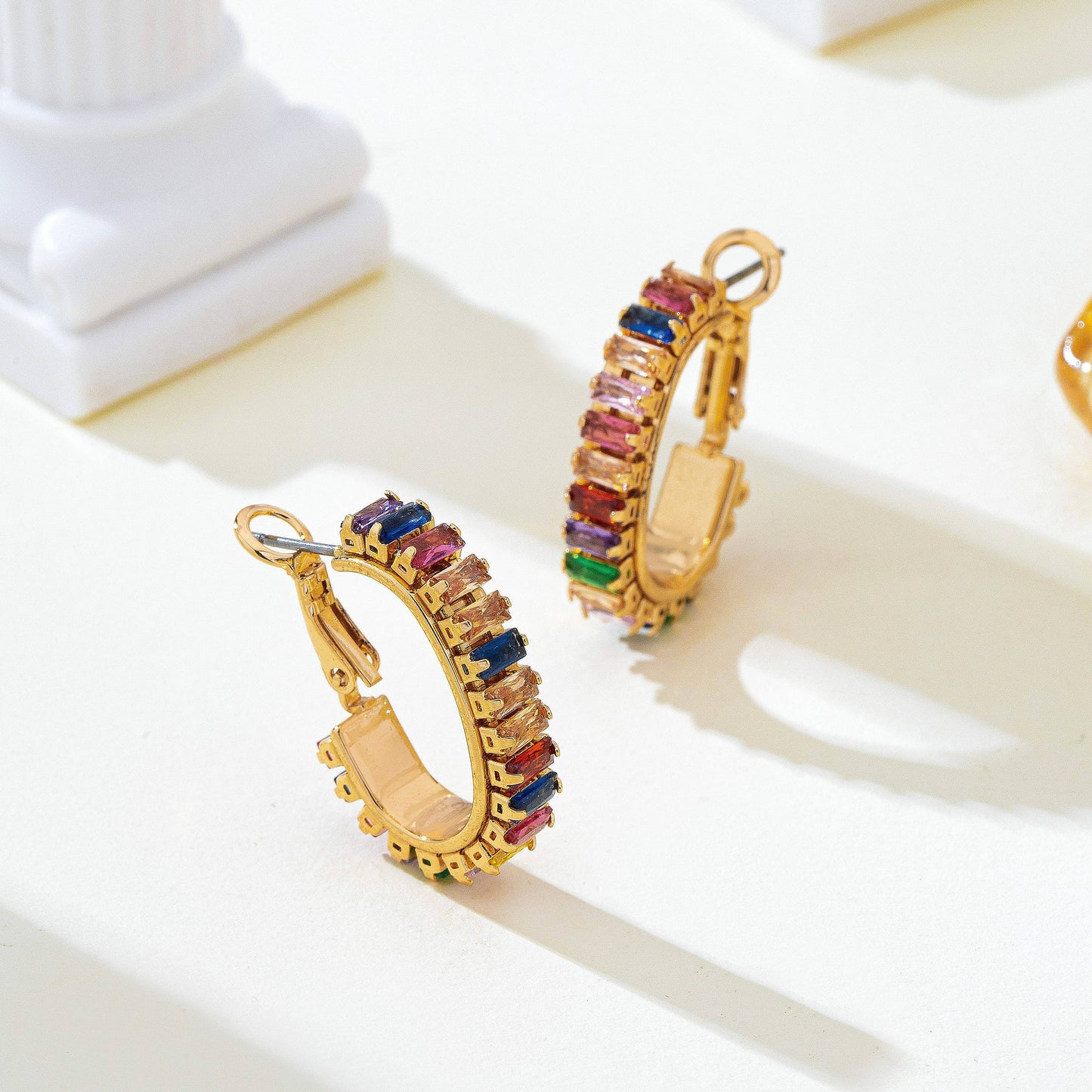 Multicolor Crystal Hoop Earrings