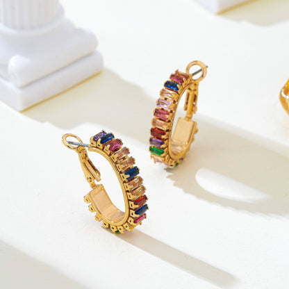Multicolor Crystal Hoop Earrings