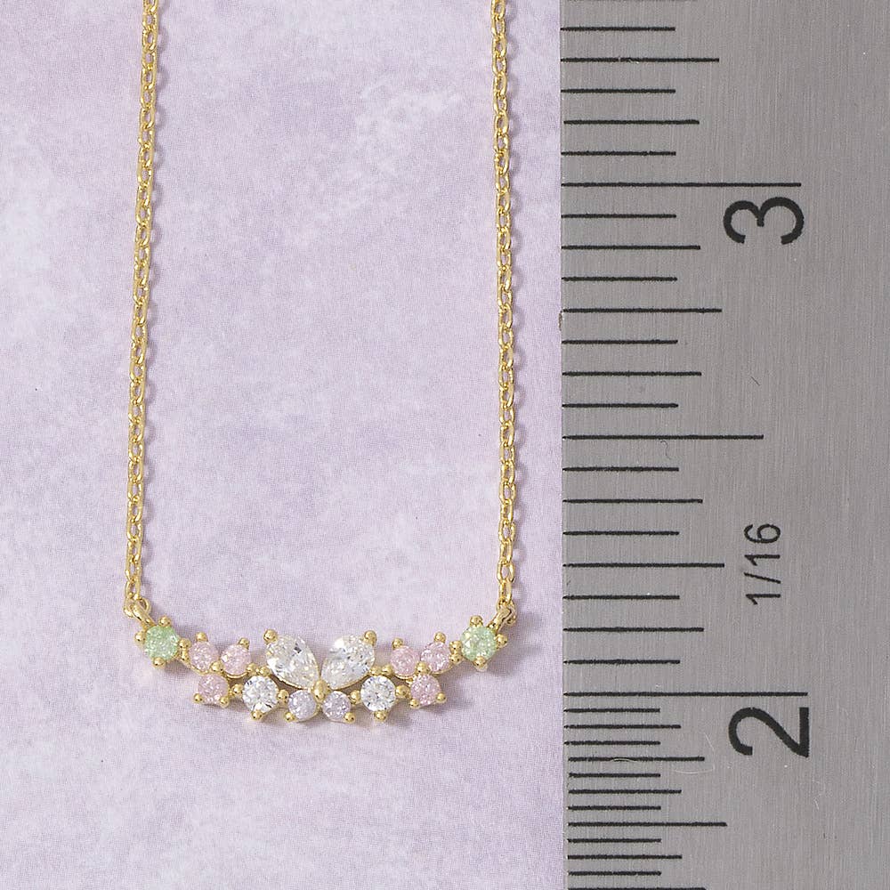 Gold Dipped Floral Cluster Station Necklace