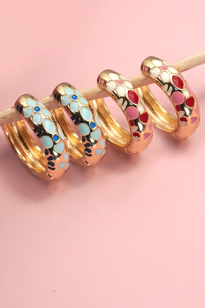 Blue Floral Enamel Earrings
