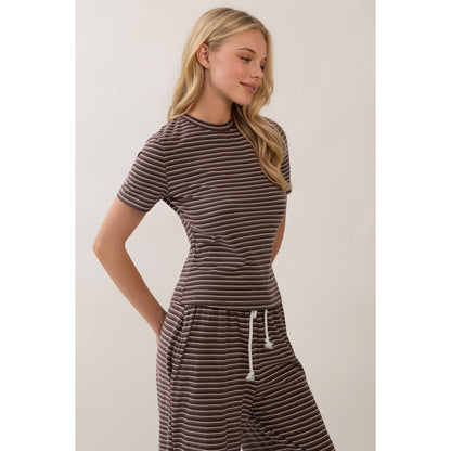 Everyday Ease Striped Lounge Set- Mocha