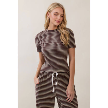 Everyday Ease Striped Lounge Set- Mocha