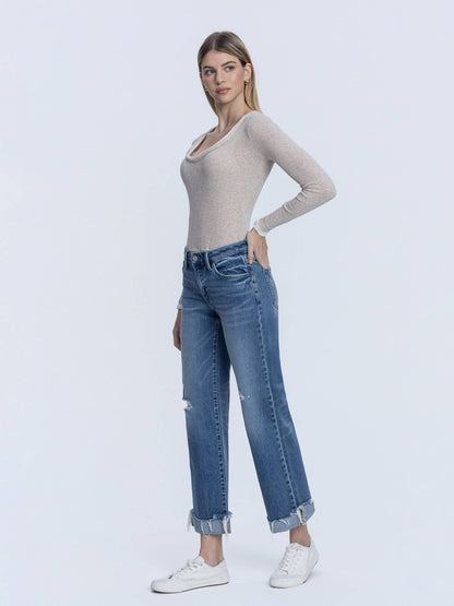 Day Trip Mid Rise Cuffed Denim- Vervet