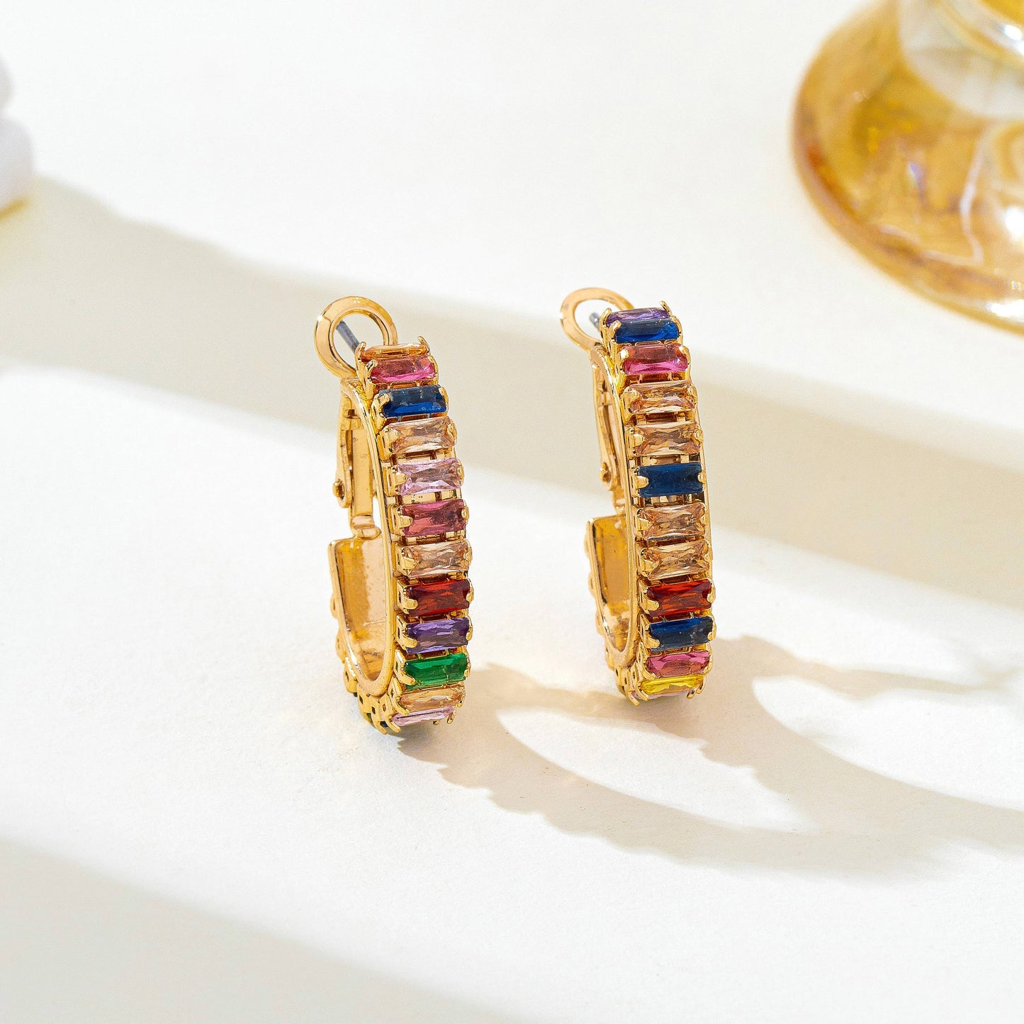 Multicolor Crystal Hoop Earrings