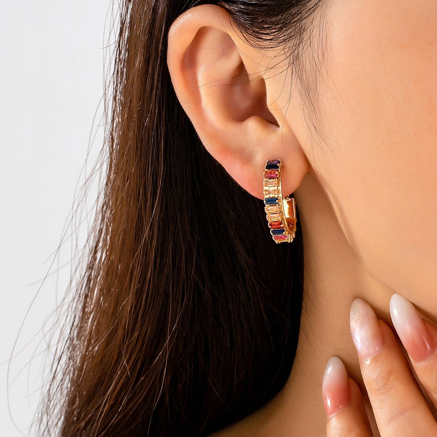 Multicolor Crystal Hoop Earrings