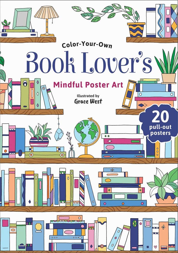 Book Lover's Mindful Poster Art- Color Your Own