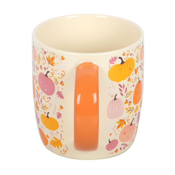Pink and Orange Pumpkin Print Autumn Mug