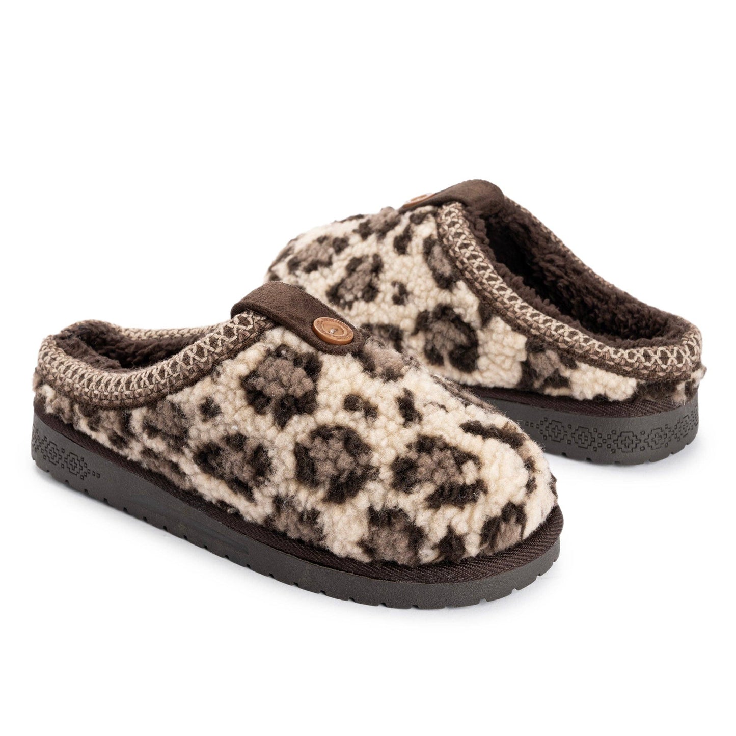 MUK LUKS Women's Francie Cozy Textured Clogs- Cream Leopard