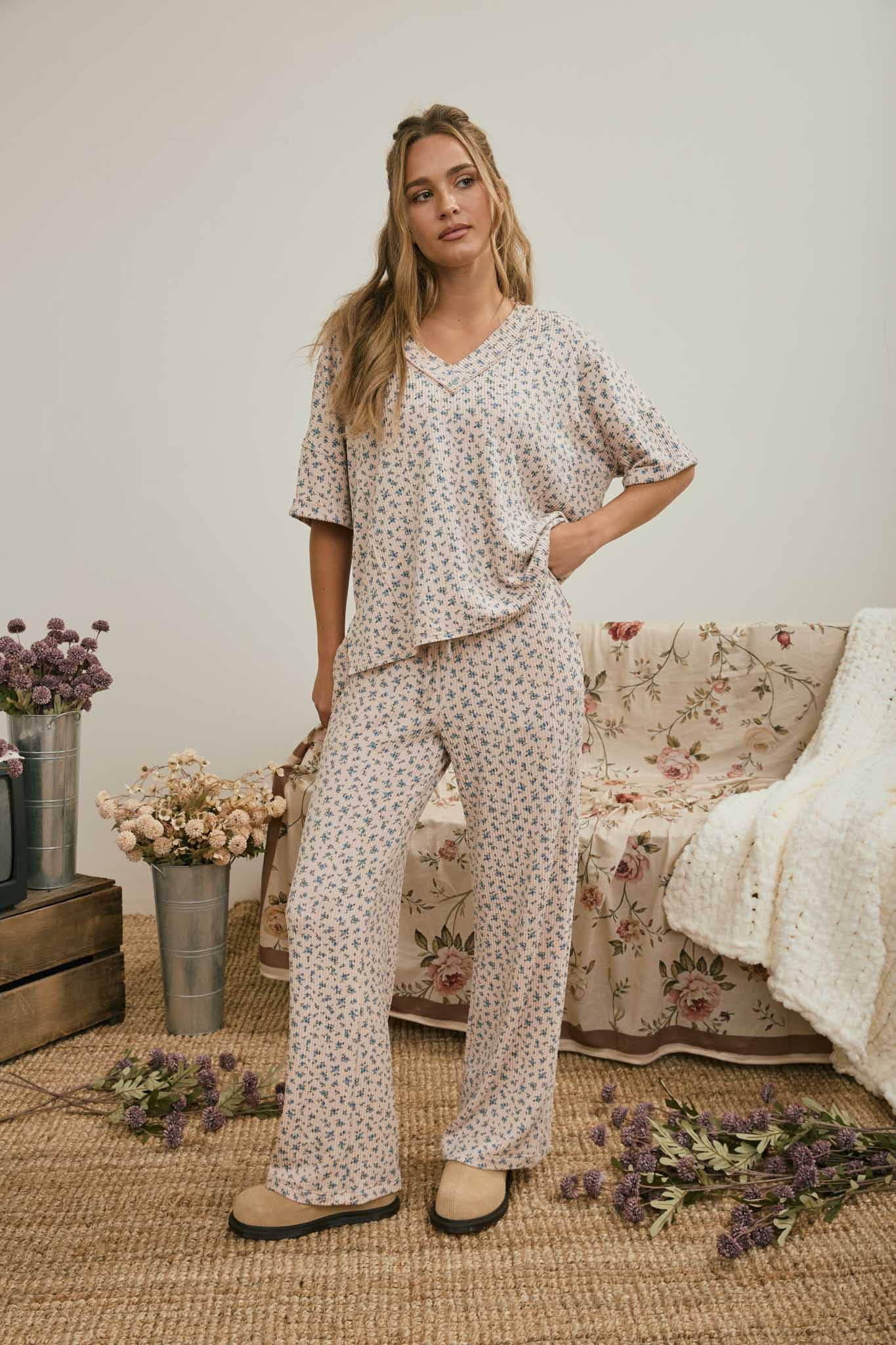 Bluebell Ribbed Knit Lounge Pants