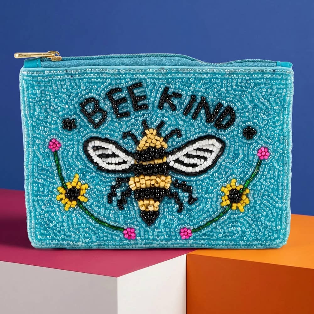 Bee Kind Beaded Coin Pouch