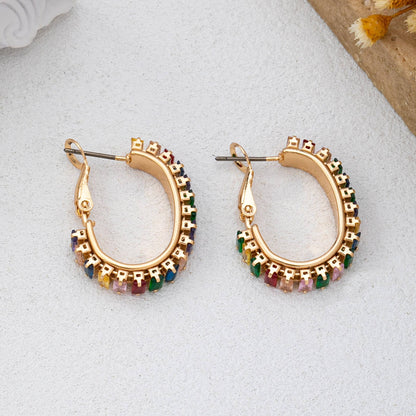 Multicolor Crystal Hoop Earrings