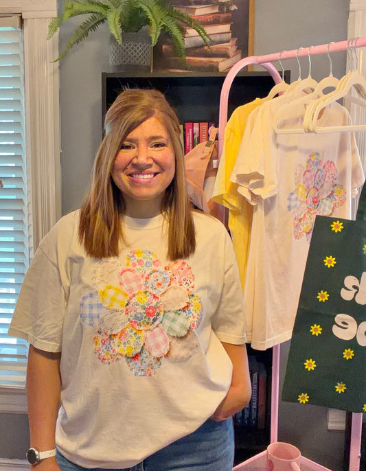 Spring Floral Quilted Patchwork Flower Comfort Color T-Shirt