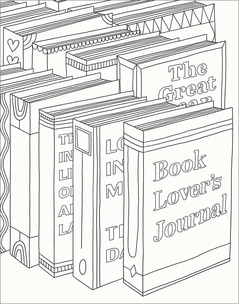 Book Lover's Mindful Poster Art- Color Your Own