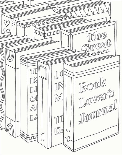 Book Lover's Mindful Poster Art- Color Your Own
