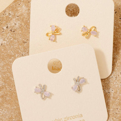 Gold Dipped Mini Bow Stud Earrings