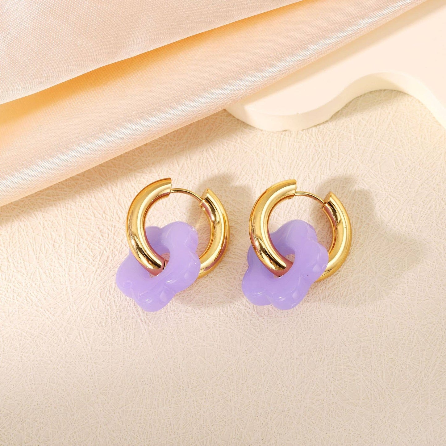 Floral Mini Hoops- Tarnish Free